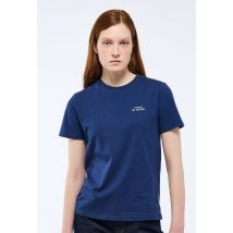 T-shirt à manches courtes imprimés placés en coton bio - Bleu foncé - L - Femme - Monoprix