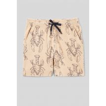 Bermuda élastiqué en éponge imprimé en coton bio gots - Rose clair - 4 ans - Enfant - Monoprix