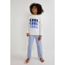 Pyjama manches longues imprimé en jersey coton bio gots - Bleu - 10 ans - Enfant Garçon - Monoprix
