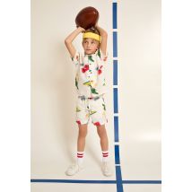 Chemise manches courtes imprimée en coton et lin - Beige clair - 8 ans - Enfant - Monoprix