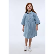 Robe col chemise en coton - Bleu - 14 ans - Enfant Fille - Monoprix