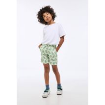 Bermuda élastiqué imprimé en coton et lin - Beige clair - 6 ans - Enfant - Monoprix