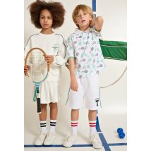 Polo de tennis à motif en coton bio - Blanc - 14 ans - Enfant - Monoprix