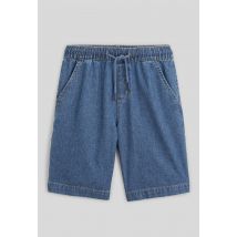 Bermuda élastiqué en jean bio gots - Bleu clair - 14 ans - Enfant - Monoprix