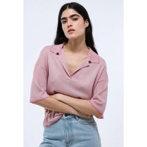 Polo manches courtes métallisé - Rose - L - Femme - Monoprix