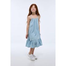 Robe à bretelles en coton - Bleu clair - 6 ans - Enfant Fille - Monoprix