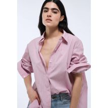 Chemise manches longues rayée détails smock dos en coton bio gots - Rose - M - Femme - Monoprix