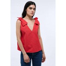 Top sans manches uni en coton bio gots - Rouge - S - Femme - Monoprix