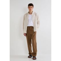 Pantalon élastiqué en lin - Brun clair - 46 - Homme - Monoprix Premium