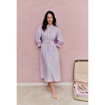Robe midi cintrée rayée en coton bio gots - Rose - 38 - Femme - Monoprix