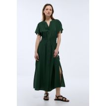 Robe midi cintrée unie - Vert foncé - 46 - Femme - Monoprix
