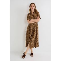 Robe midi ceinturée imprimée - Beige - 42 - Femme - Monoprix Femme