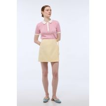 Jupe courte en lin mélangé - Jaune clair - 34 - Femme - Monoprix