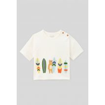 Bout'chou - T-shirt manches courtes imprimé en coton bio gots - Beige Ecru - 36 mois - Bébé