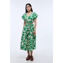 Robe midi imprimée en coton bio gots - Vert - L - Femme - Monoprix
