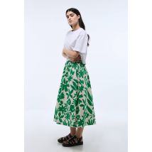 Jupe midi imprimée en coton bio gots - Vert - 38 - Femme - Monoprix