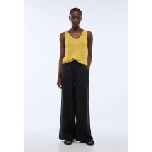 Débardeur col v uni en lin - Jaune - M - Femme - Monoprix Premium