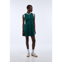 Sport - Robe polo sans manches unie en coton bio - Vert foncé - S - Femme