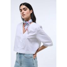 Top manches courtes uni en coton - Blanc - S - Femme - Monoprix
