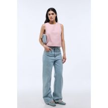Top sans manches uni en coton - Rose - S - Femme - Monoprix