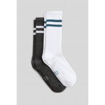 Chaussettes sport fantaisie - Blanc - 43-46 - Homme - Monoprix