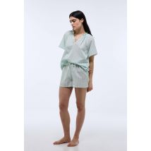 Pyj imp coton - Vert clair - M - Femme - Monoprix