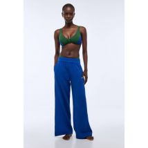 Pantalon de plage en double gaze de coton bio gots - Bleu - M - Femme - Monoprix