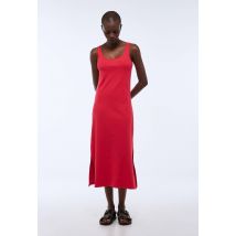 Robe de plage côtelée en jersey de coton bio gots - Rouge - L - Femme - Monoprix