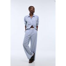 Pantalon de plage en coton bio gots - Bleu foncé - S - Femme - Monoprix