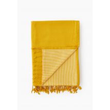 Fouta doublée imprimé, 100x180cm. Extérieur en coton issu de l_agriculture biologique - Jaune - Unique - Monoprix