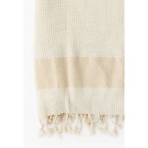 Fouta nid d'abeille, 100x180cm, 100% coton bio - Beige Ecru - Unique - Monoprix