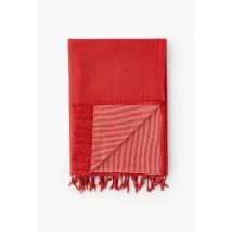 Fouta doublée imprimé, 100x180cm. Extérieur en coton issu de l_agriculture biologique - Rouge - Unique - Monoprix