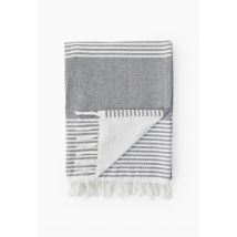 Fouta doublée imprimé, 100x180cm. Extérieur en coton issu de l_agriculture biologique - Bleu foncé - Unique - Monoprix