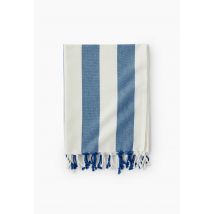 Fouta simple rayée, 90x160cm, 100% coton bio - Bleu - Unique - Monoprix