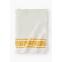 Fouta nid d'abeilles rayures, 100x180cm, 100% coton bio, - Jaune - Unique - Monoprix