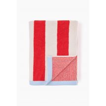 Drap de plage jacquard rayé, 100x180cm, 100% coton bio - Rouge - Unique - Monoprix