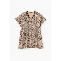 Poncho adulte imprimé, taille unique, 100% coton bio, doublure éponge polyester - Beige clair - Unique - Monoprix