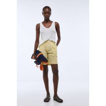 Short rayé en coton - Jaune - 42 - Femme - Monoprix