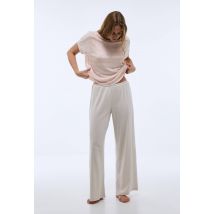 T-shirt rayé en lin coton - Rose clair - M - Femme - Monoprix Premium