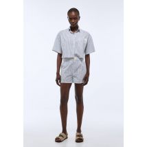 Short de plage à rayures en coton bio gots - Bleu - L - Femme - Monoprix