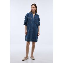 Robe courte denim en coton - Bleu foncé - L - Femme - Monoprix