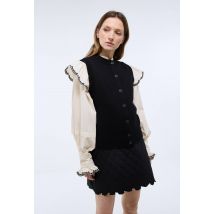 Cardigan sans manches contenant de la laine et du coton. - Noir - L - Femme - Monoprix