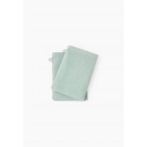 Monoprix Maison - Lot de 2 gants de toilette, 15x21cm, en coton bio gots - Vert clair - 15x21