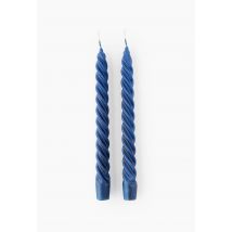 Lot de 2 bougies torsadées effet marbré, h20cm, en cire - Bleu foncé - Unique - Monoprix
