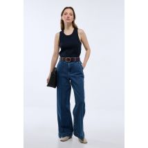 Jean large taille haute - Bleu foncé - 38 - Femme - Monoprix