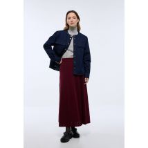 Jupe midi en maille ajourée - Rouge foncé - L - Femme - Monoprix