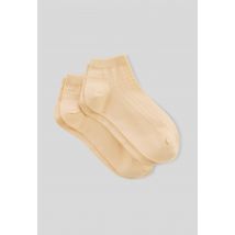 Lot de 2 paires de mini-socquettes fantaisie en fil d'écosse - Brun clair - Unique - Femme - Monoprix Femme