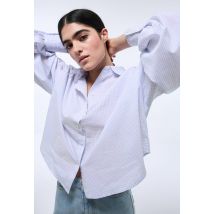 Chemise manches longues imprimée carreaux en coton - Beige Ecru - L - Femme - Monoprix