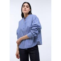 Blouse manches longues rayée en coton bio gots - Bleu - S - Femme - Monoprix