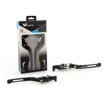 Leviers de frein et d'embrayage Bihr repliables 177mm taillé masse noir/visserie alu avec adaptateurs par paire